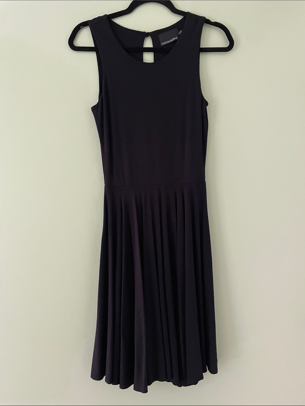 Cynthia Rowley Black Sleeveless Midi Fit-and-Flare Dress